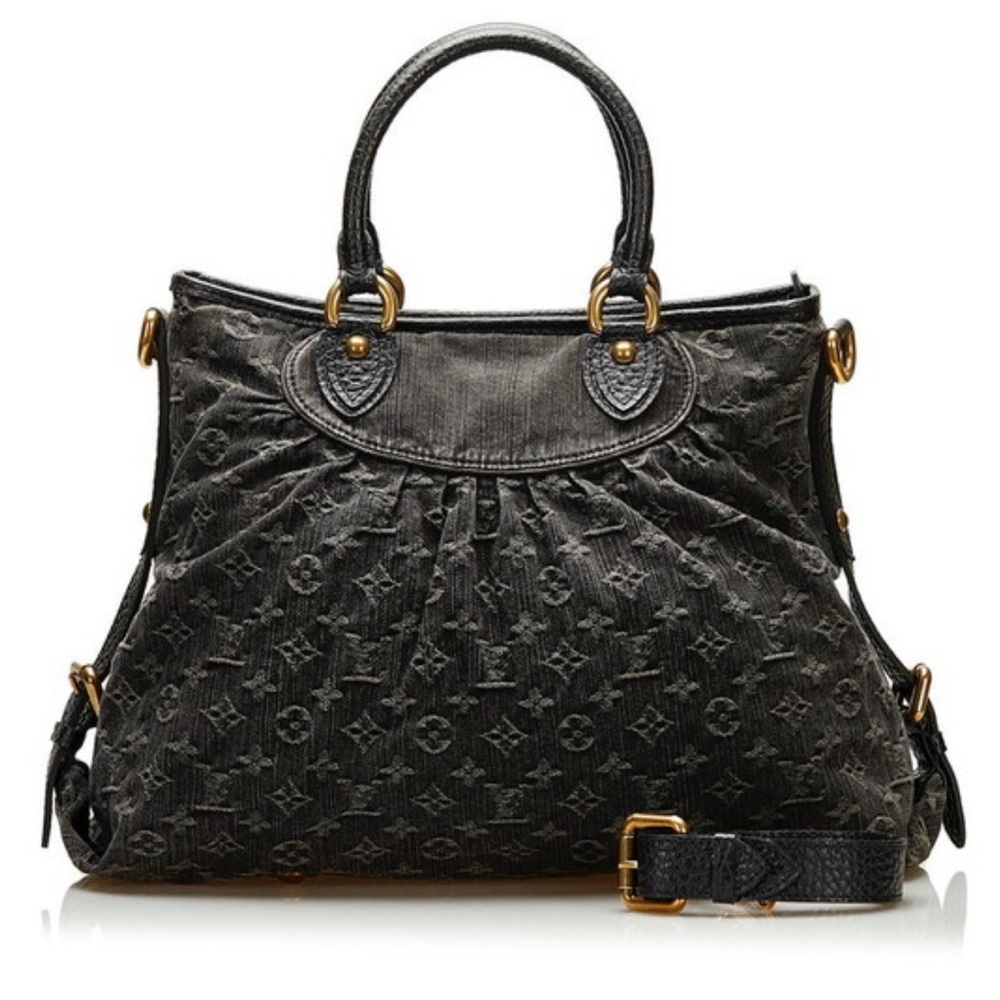 ***CERTIFIED AUTHENTIC Louis Vuitton Black Monogram Denim Neo Cabby MM Bag
